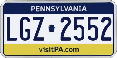 PA license plate LGZ2552
