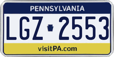 PA license plate LGZ2553