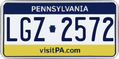 PA license plate LGZ2572