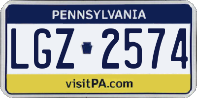 PA license plate LGZ2574
