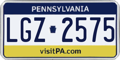 PA license plate LGZ2575