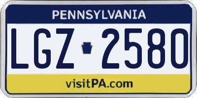 PA license plate LGZ2580