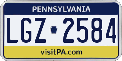 PA license plate LGZ2584