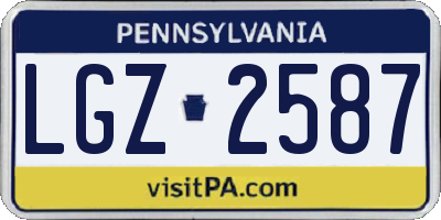 PA license plate LGZ2587