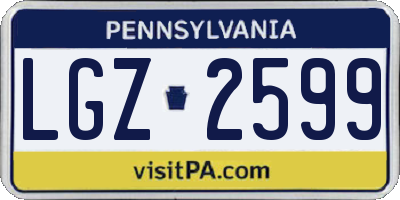 PA license plate LGZ2599