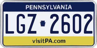 PA license plate LGZ2602