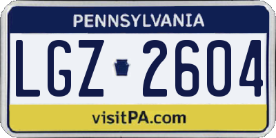PA license plate LGZ2604