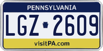 PA license plate LGZ2609