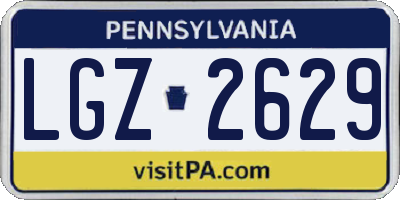 PA license plate LGZ2629