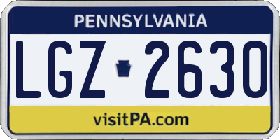 PA license plate LGZ2630