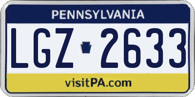PA license plate LGZ2633
