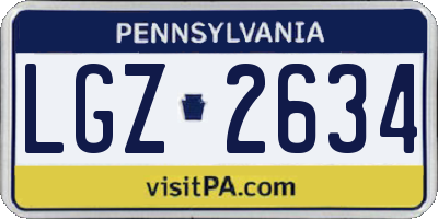 PA license plate LGZ2634