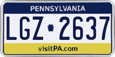 PA license plate LGZ2637