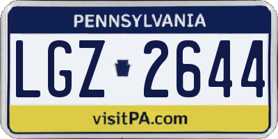 PA license plate LGZ2644