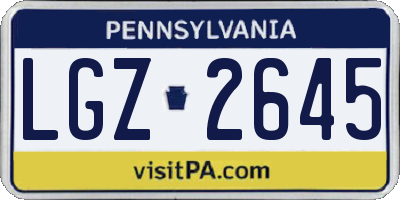 PA license plate LGZ2645
