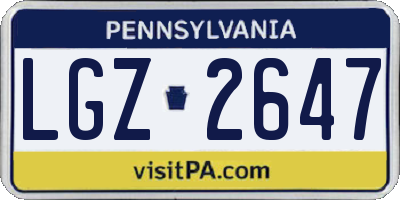 PA license plate LGZ2647