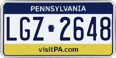 PA license plate LGZ2648
