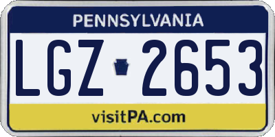 PA license plate LGZ2653