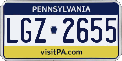 PA license plate LGZ2655
