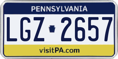 PA license plate LGZ2657