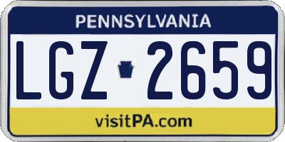 PA license plate LGZ2659