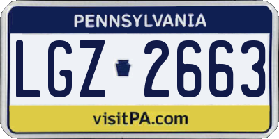 PA license plate LGZ2663
