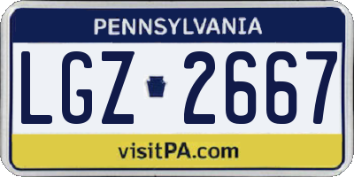 PA license plate LGZ2667