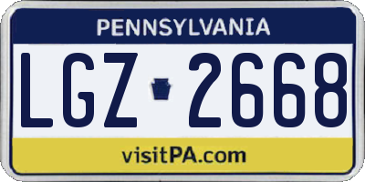 PA license plate LGZ2668