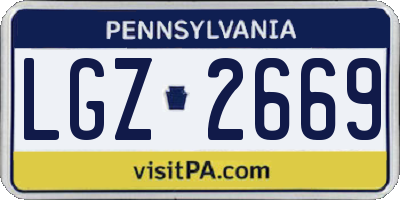 PA license plate LGZ2669