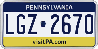 PA license plate LGZ2670