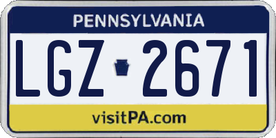 PA license plate LGZ2671