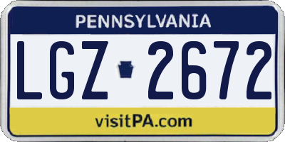 PA license plate LGZ2672