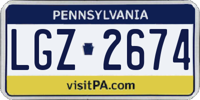 PA license plate LGZ2674
