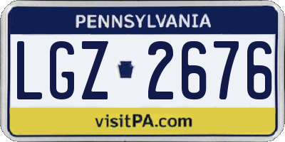 PA license plate LGZ2676
