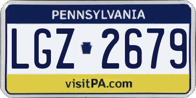 PA license plate LGZ2679