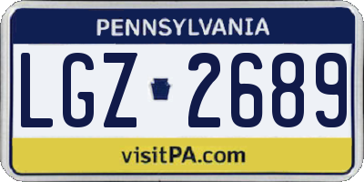 PA license plate LGZ2689