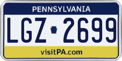PA license plate LGZ2699