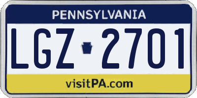 PA license plate LGZ2701