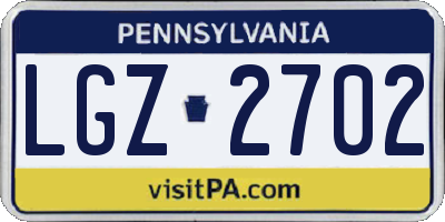 PA license plate LGZ2702