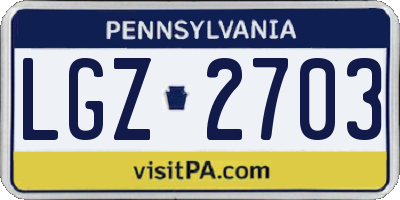 PA license plate LGZ2703