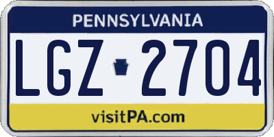 PA license plate LGZ2704