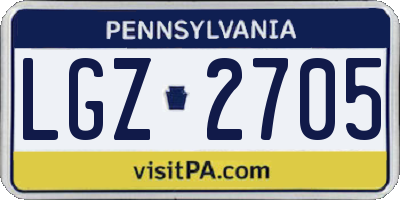 PA license plate LGZ2705