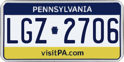 PA license plate LGZ2706