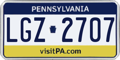 PA license plate LGZ2707