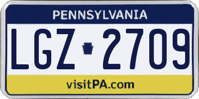 PA license plate LGZ2709