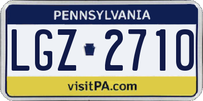 PA license plate LGZ2710