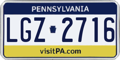 PA license plate LGZ2716