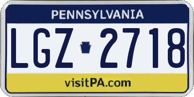 PA license plate LGZ2718