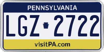 PA license plate LGZ2722