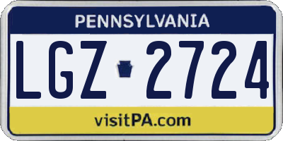PA license plate LGZ2724